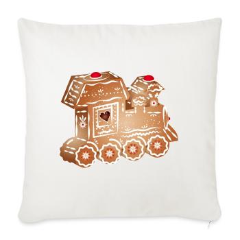 decorated gingerbread locomotive for Christmas - Sofa pillow with filling 45cm x 45cm - natural white - Front