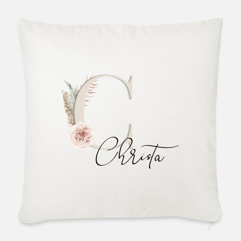 Christa! Name Boho - Sofakissen mit Füllung 45 x 45 cm - Naturweiß 