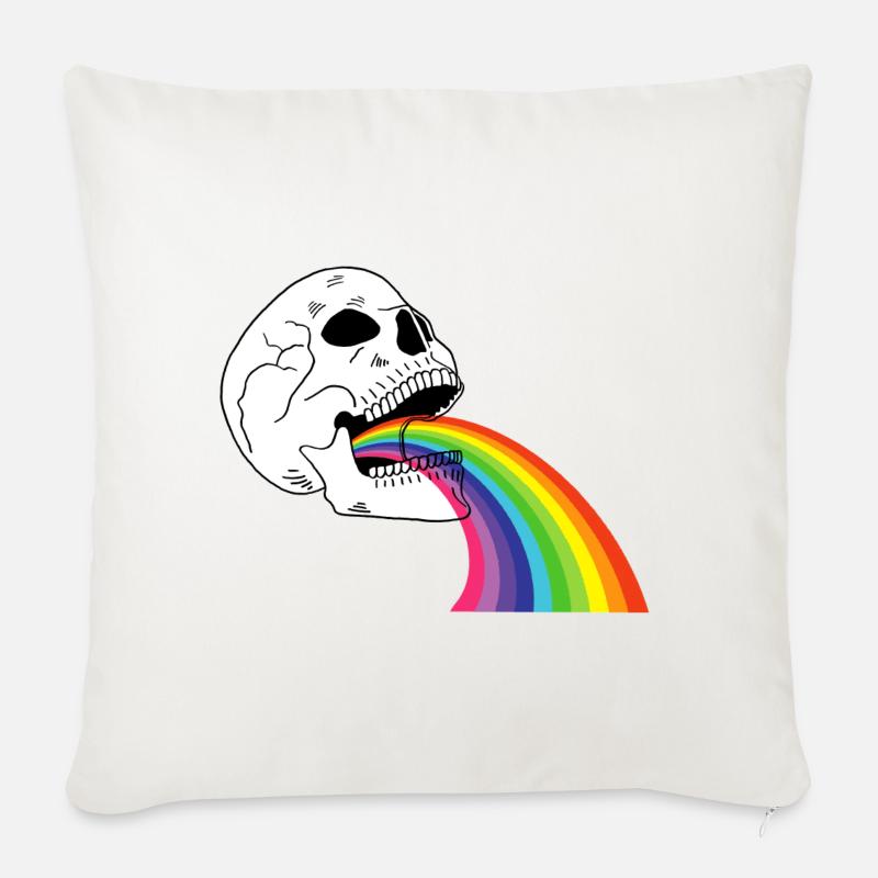 Regenbogen-Totenkopf - Sofakissen mit Füllung 45 x 45 cm - Naturweiß 