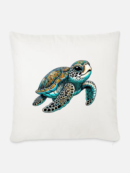 Schildkröte - Sofakissen mit Füllung 45 x 45 cm - Naturweiß
