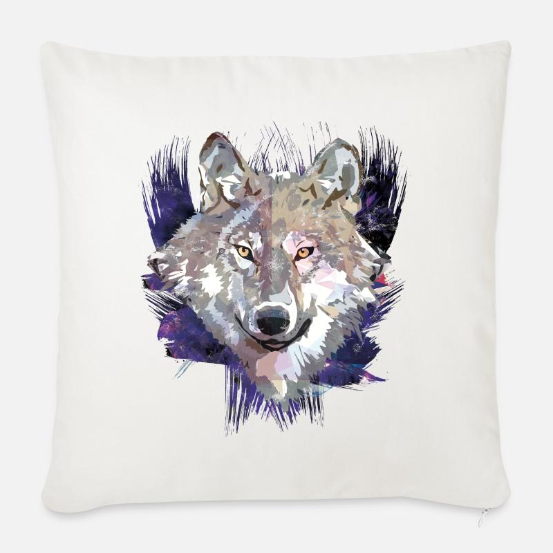 Wolf | Tier | Grauer Wolf - Sofakissen mit Füllung 45 x 45 cm - Naturweiß 