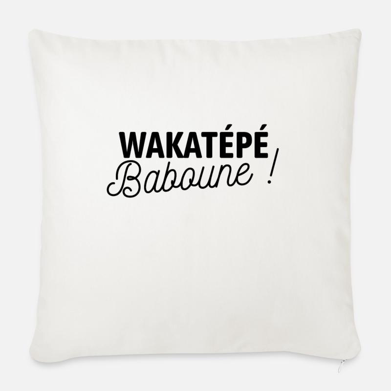Wakatépé Baboune ! - Coussin et housse de 45 x 45 cm - blanc nature
