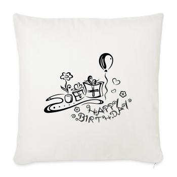 Happy Birthday motif, Congratulations - Sofa pillow with filling 45cm x 45cm - natural white - Front
