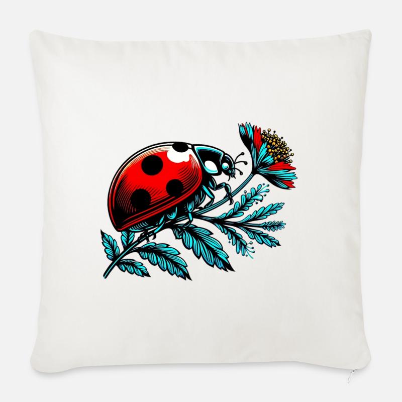 Marienkäfer - Sofakissen mit Füllung 45 x 45 cm - Naturweiß 