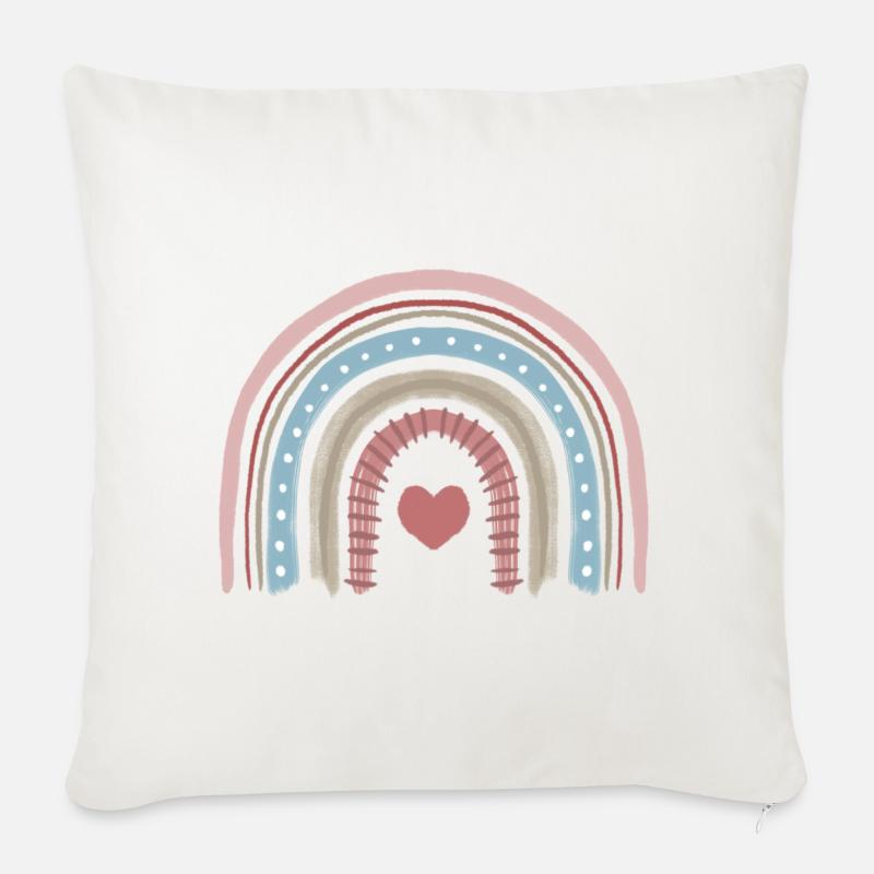 Regenbogen Boho - Sofakissen mit Füllung 45 x 45 cm - Naturweiß 