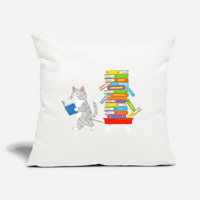 Reading kitten pulls book trolley Sofa pillow with filling 45cm x 45cm