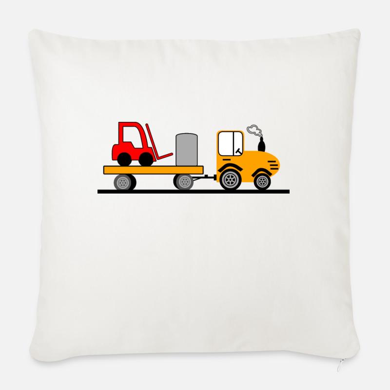 Traktor - Sofakissen mit Füllung 45 x 45 cm - Naturweiß 