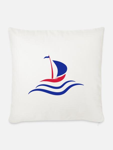 Segelboot - Sofakissen mit Füllung 45 x 45 cm - Naturweiß
