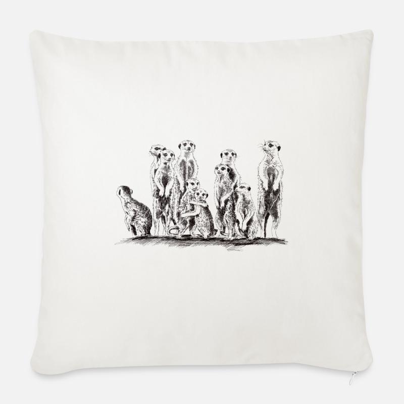 Erdmännchen - Sofakissen mit Füllung 45 x 45 cm - Naturweiß 
