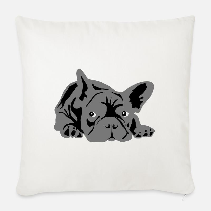 bouledogue français 2 couleurs - Coussin et housse de 45 x 45 cm - blanc nature