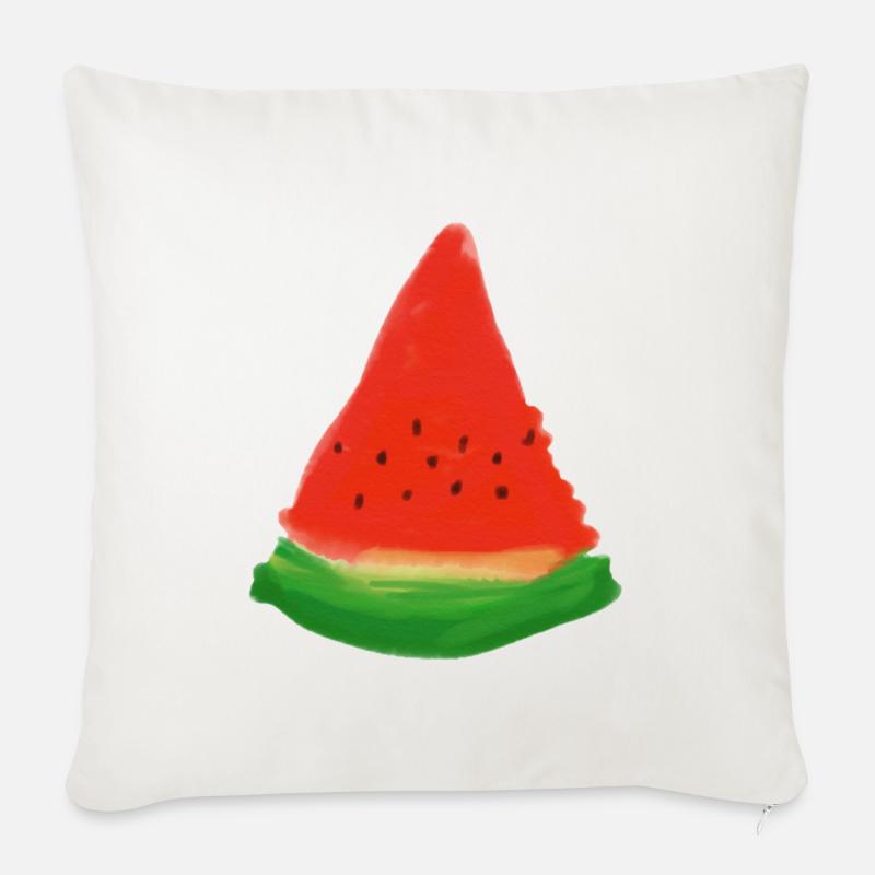 Tranche de pastèque à l’aquarelle - Coussin et housse de 45 x 45 cm - blanc nature