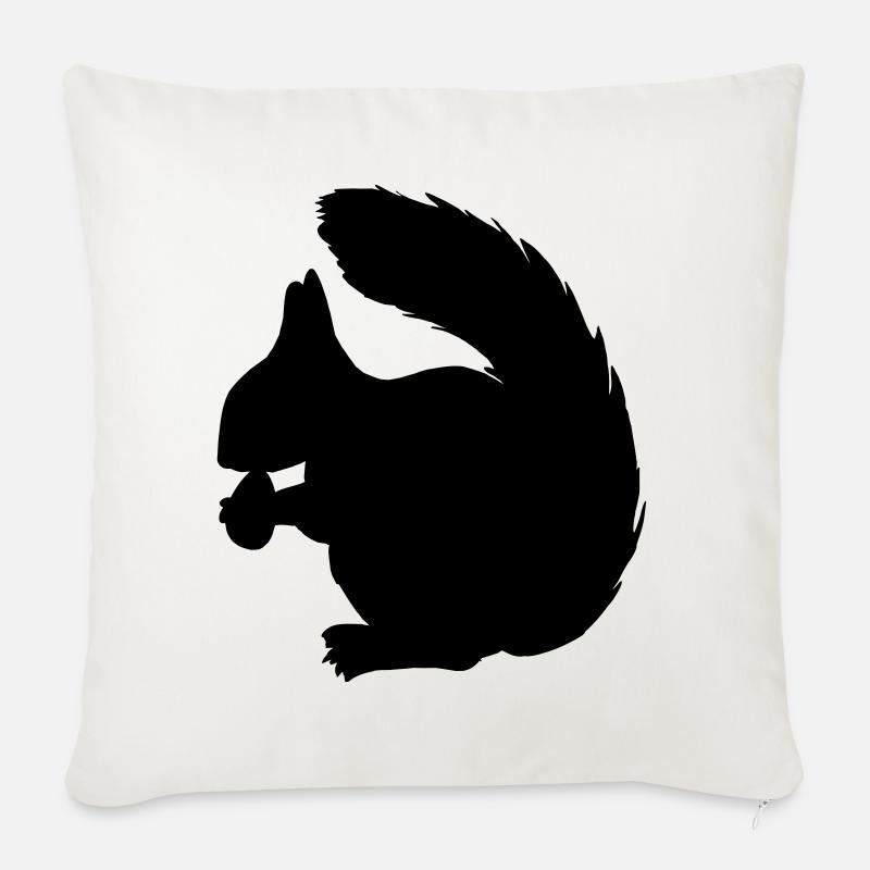 Eichhörnchen mit Nussschattenfigur - Sofakissen mit Füllung 45 x 45 cm - Naturweiß 