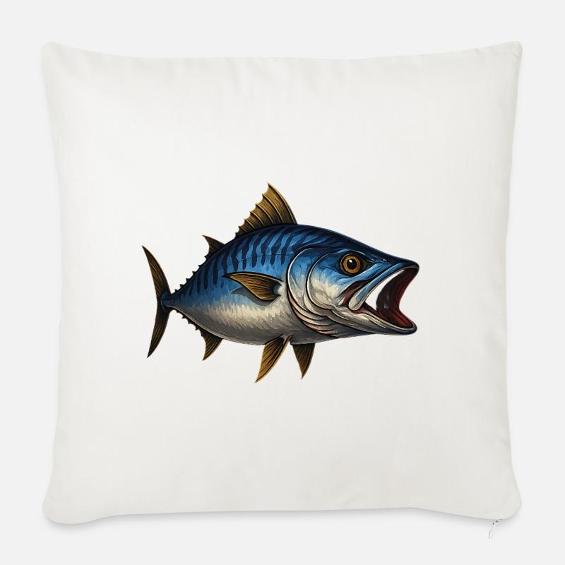 Dynamischer Blauflossen-Thunfisch Illustration - Sofakissen mit Füllung 45 x 45 cm - Naturweiß 