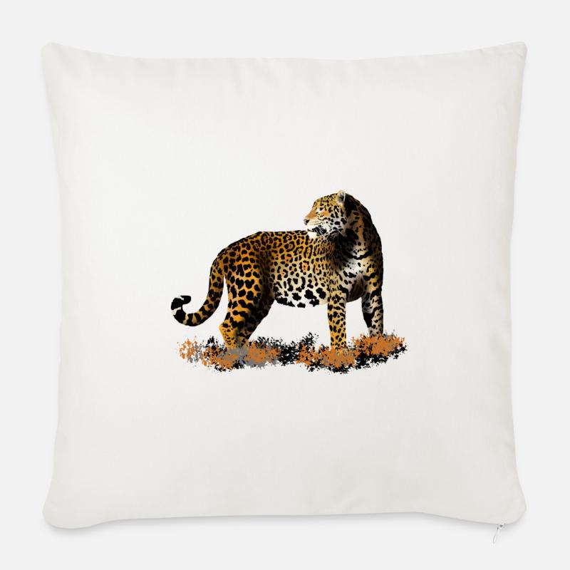 Leopard - Sofakissen mit Füllung 45 x 45 cm - Naturweiß 