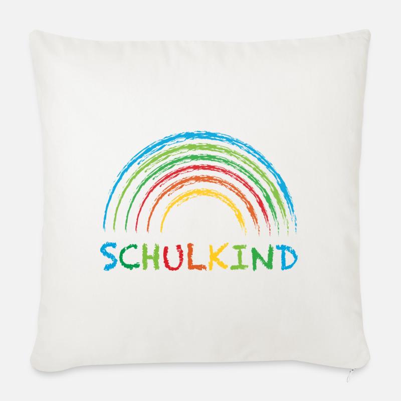 Schulkind Regenbogen Geschenk Einschulung - Sofakissen mit Füllung 45 x 45 cm - Naturweiß 
