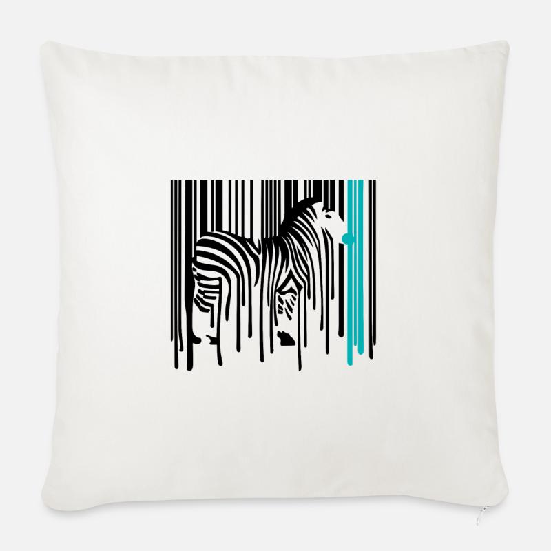 DRIPPY ZEBRA Code à barres Graffiti Street Art - Coussin et housse de 45 x 45 cm - blanc nature