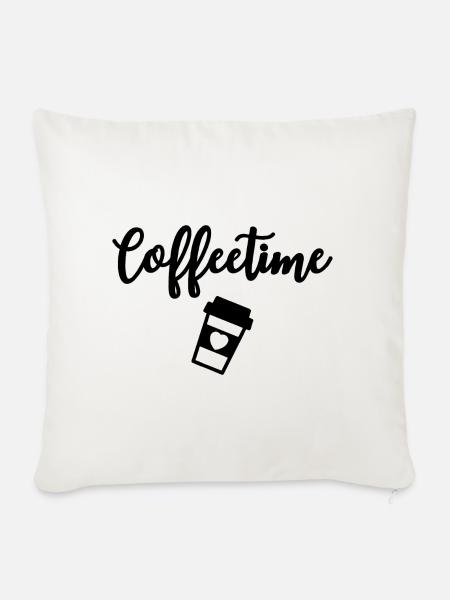 Coffeetime Kaffeetrinker - Sofakissen mit Füllung 45 x 45 cm - Naturweiß