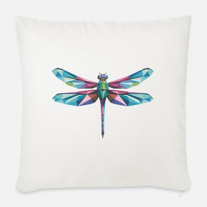 Dragonfly - Cooles Low-Poly-Logo - Sofakissen mit Füllung 45 x 45 cm - Naturweiß 