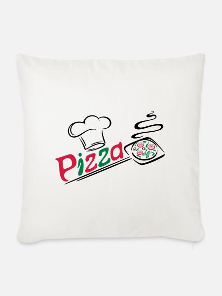 Pizza Bäcker mit Kochmütze, chef hat - Sofakissen mit Füllung 45 x 45 cm - Naturweiß