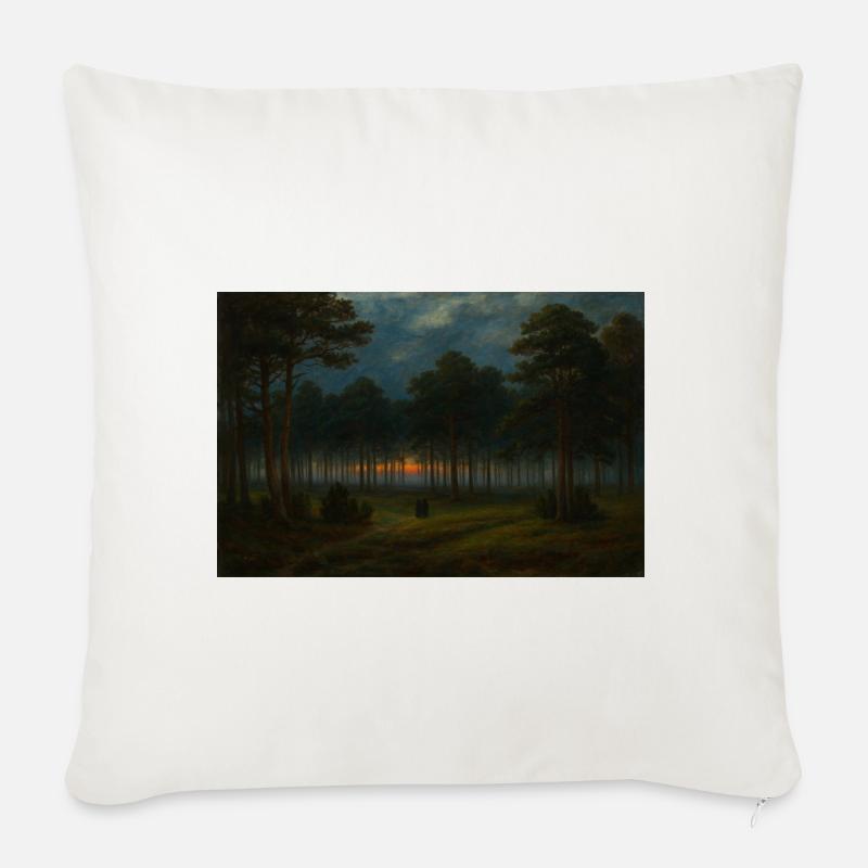 Abenddämmerung im dunklen Wald - Sofakissen mit Füllung 45 x 45 cm - Naturweiß 