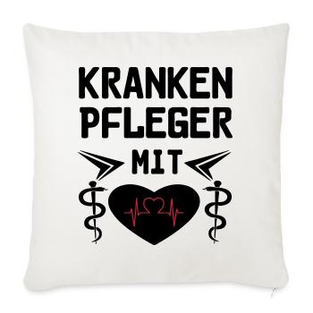 Krankenpfleger mit Herz Geschenk - Sofakissen mit Füllung 45 x 45 cm - Naturweiß  - Vorne