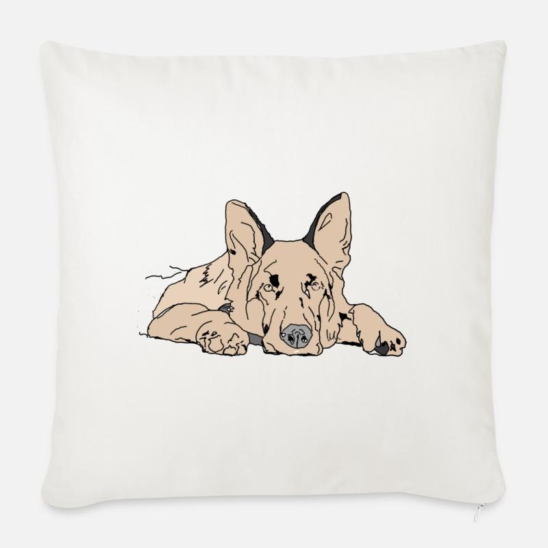 Schäferhund - Sofakissen mit Füllung 45 x 45 cm - Naturweiß 