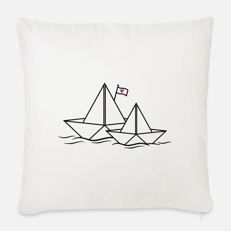 Papierboote Papierschiff Schiffe Boote Liebe Paare - Sofakissen mit Füllung 45 x 45 cm - Naturweiß 