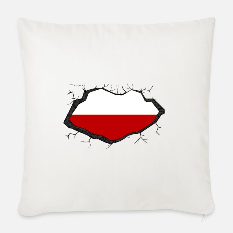 Drapeau polonais - Coussin et housse de 45 x 45 cm - blanc nature