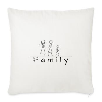 Famille de figurines en bâton - Coussin et housse de 45 x 45 cm - blanc nature - Devant