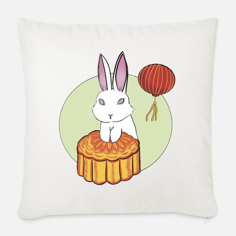 Gâteau de lune Lapin - Coussin et housse de 45 x 45 cm - blanc nature
