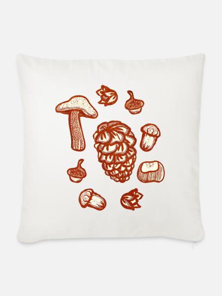 Rustikale Herbstschmuck-Illustration - Sofakissen mit Füllung 45 x 45 cm - Naturweiß