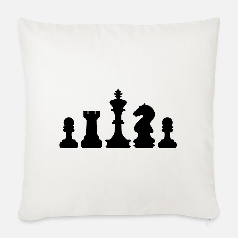 Schach - Sofakissen mit Füllung 45 x 45 cm - Naturweiß 