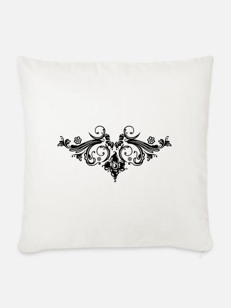 Filigrane Blumenranke, Barock Style. - Sofakissen mit Füllung 45 x 45 cm - Naturweiß 