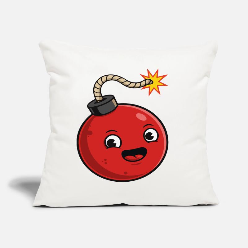 Bombe de dessin animé avec une expression joyeuse Coussin et housse de 45 x 45 cm