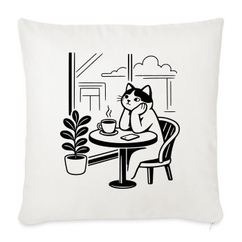 Thoughtful Cat Cafe - Sofa pillow with filling 45cm x 45cm - natural white - Front