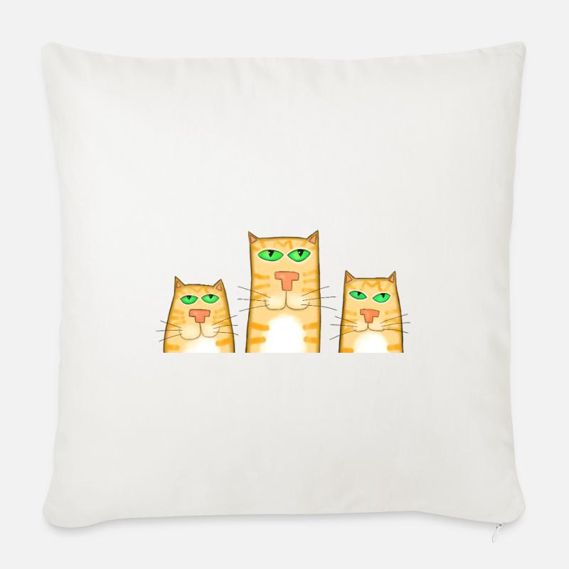 3 chats - Coussin et housse de 45 x 45 cm - blanc nature