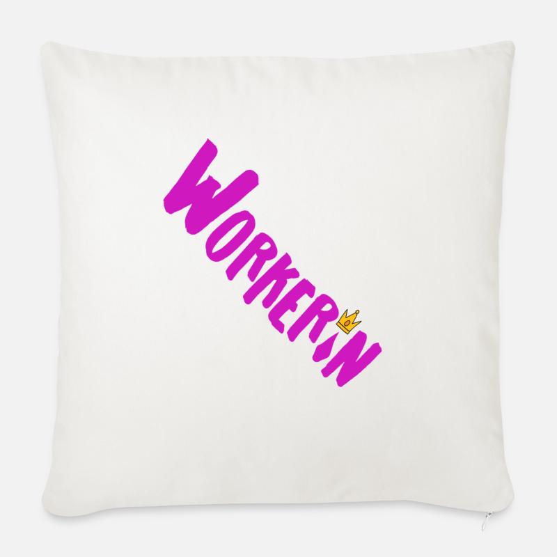 Workerin mit Krone - Sofakissen mit Füllung 45 x 45 cm - Naturweiß 