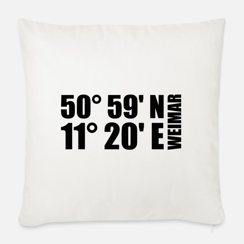 Weimar Koordinaten - Sofakissen mit Füllung 45 x 45 cm - Naturweiß 