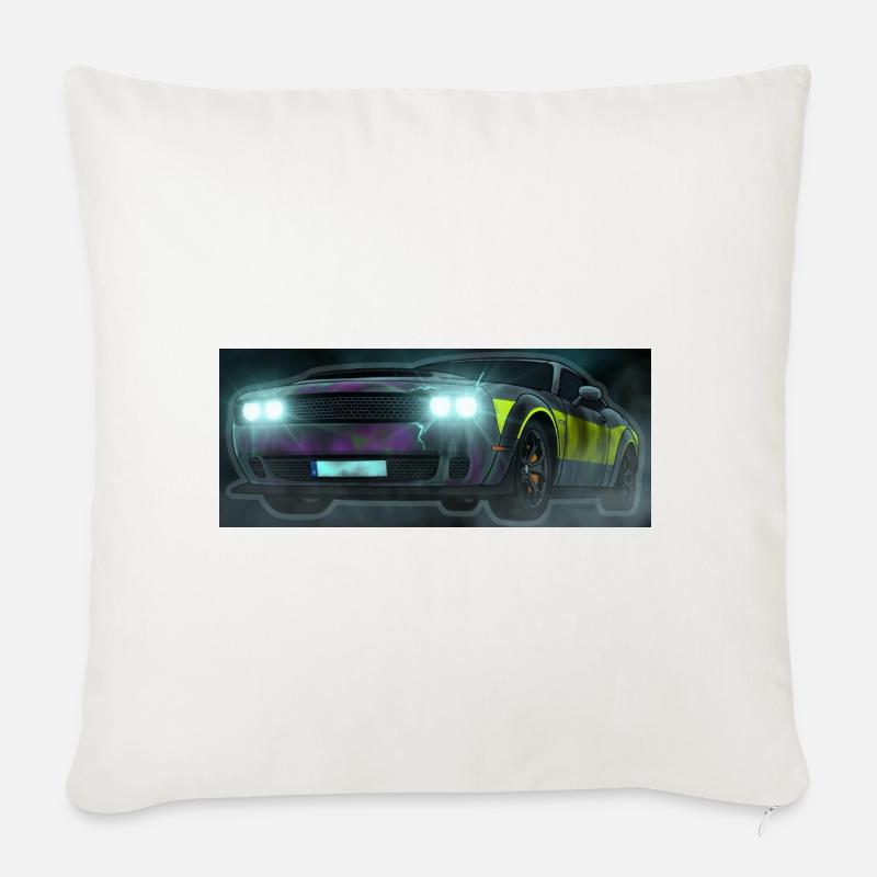 Auto a Strisce Neon a Controllo Lampo - Cuscino da divano 45 x 45 cm con riempimento - bianco naturale