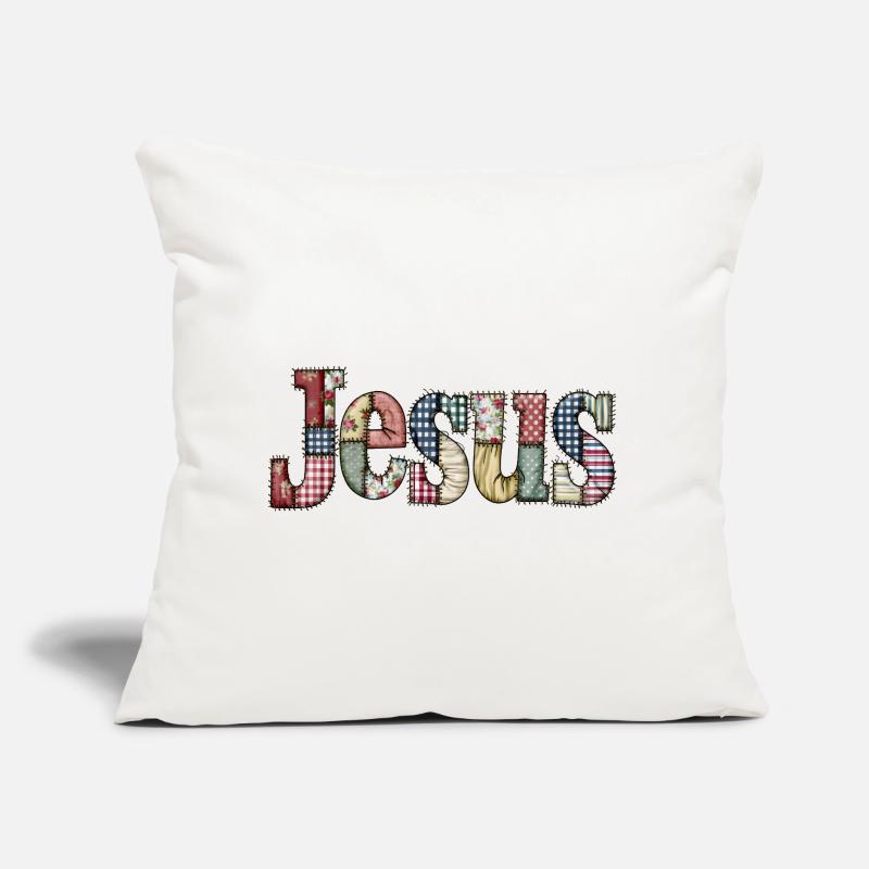 Lettrage Jésus en patchwork Coussin et housse de 45 x 45 cm
