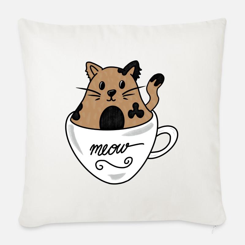 Cup cat - Sofakissen mit Füllung 45 x 45 cm - Naturweiß 