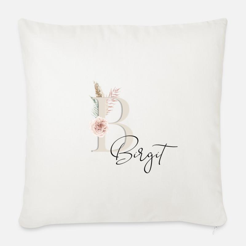 Birgit! Name Boho - Sofakissen mit Füllung 45 x 45 cm - Naturweiß 