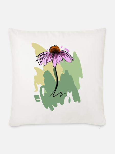 Sonnenhut pink - Sofakissen mit Füllung 45 x 45 cm - Naturweiß 