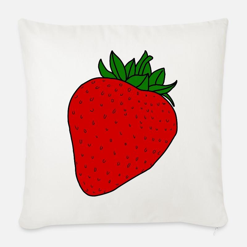 Rote Erdbeere - Sofakissen mit Füllung 45 x 45 cm - Naturweiß 