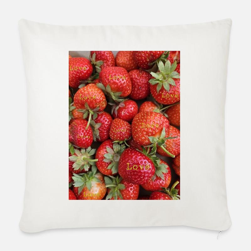Erdbeeren - Sofakissen mit Füllung 45 x 45 cm - Naturweiß 
