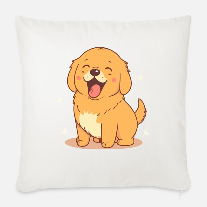 Chibi Golden Retriever - Sofapude med fyld 45 x 45 cm - naturhvid