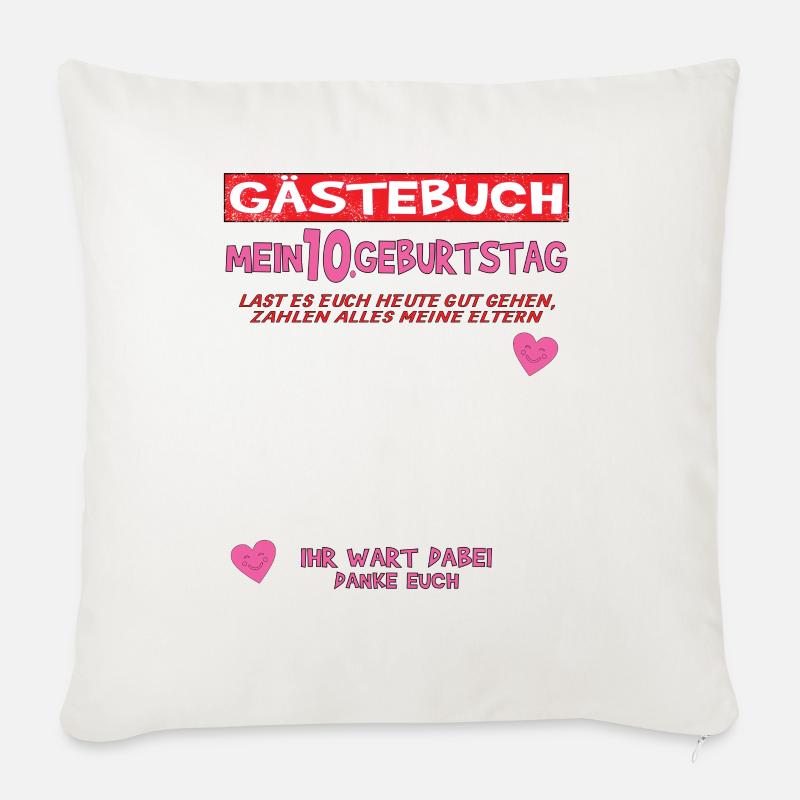 10. Geburtstag Mädchen & Junge Gästebuch - Sofakissen mit Füllung 45 x 45 cm - Naturweiß 