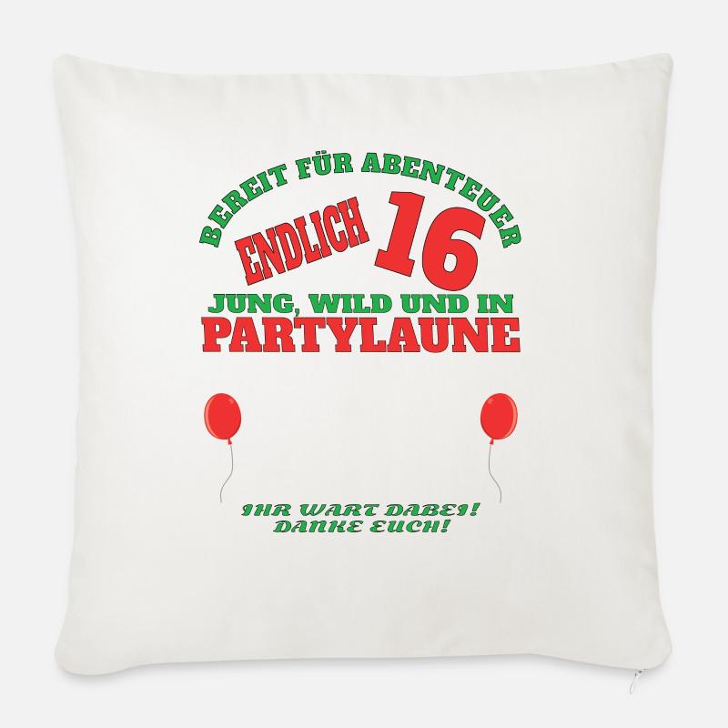 16. Geburtstag Mädchen & Junge Gästebuch - Sofakissen mit Füllung 45 x 45 cm - Naturweiß 