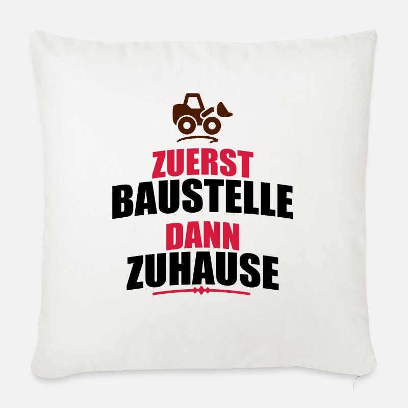 Baustelle - Sofakissen mit Füllung 45 x 45 cm - Naturweiß 