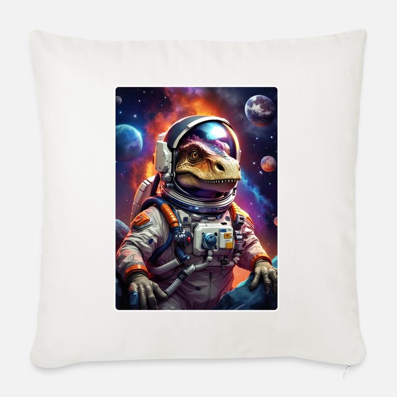 Dino dans l’espace 1.3 - Coussin et housse de 45 x 45 cm - blanc nature
